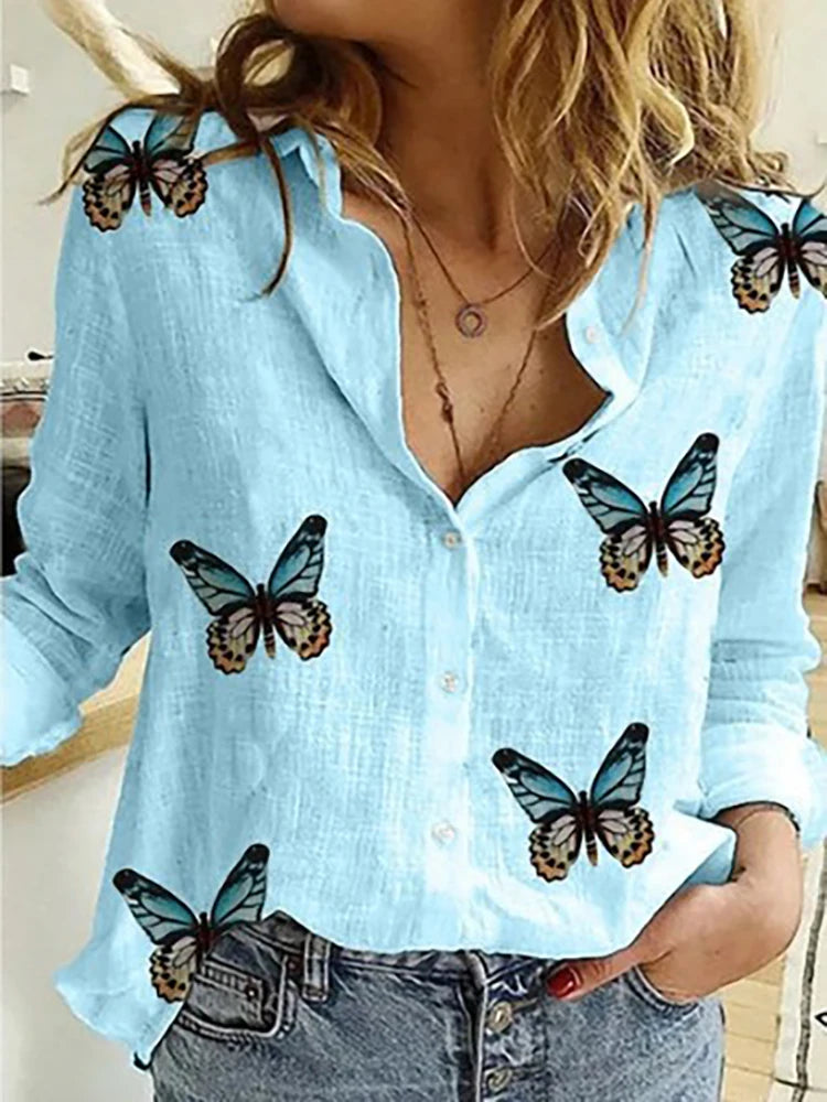 Elegant Cotton Linen Shirts Women Casual Solid Button Lapel Blouses Shirts Spring Summer Long Sleeve Loose Tops Tunic Blusas  Amaijoin