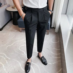 Load image into Gallery viewer, High-quality Belt Design Slim Fit Suit Pants Men Slim Fit Casual Trousers Solid Color Business Dress Pants Wedding Party Costume  Amaijoin
