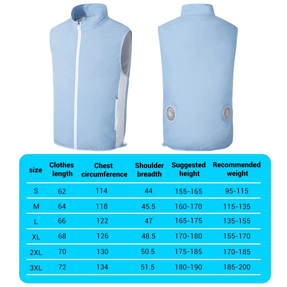 2024 Summer Air-conditioning Vest Cooling Work Clothes Outdoor Heat Protection Three Speed Adjustment Fan Hiking Clothes  Amaijoin