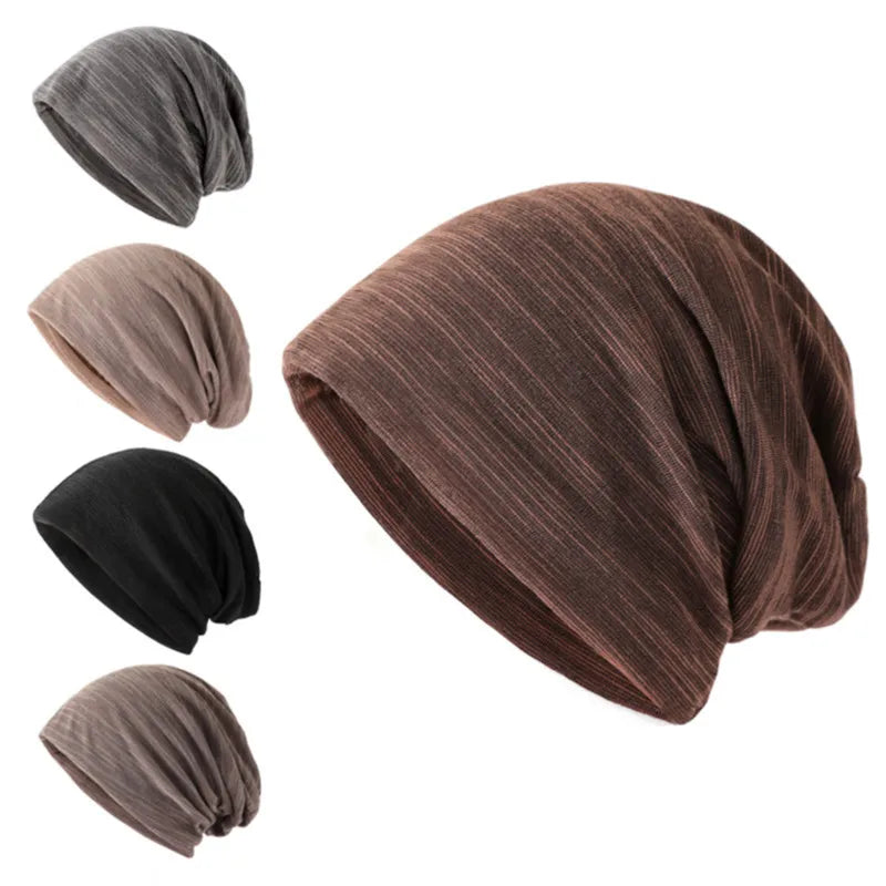 Solid Color Unisex Men Women Skullies Thin Beanies Hedging Cap Knit Knitted Cotton Double Layer Fabric Caps Casual Bonnet Hat  Amaijoin