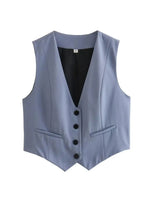 Load image into Gallery viewer, XNWMNZ 2024 Women Fashion Front Buttons Cropped Waistcoat Vintage V Neck Sleeveless Versatile Female Vest Chic Tops  Amaijoin
