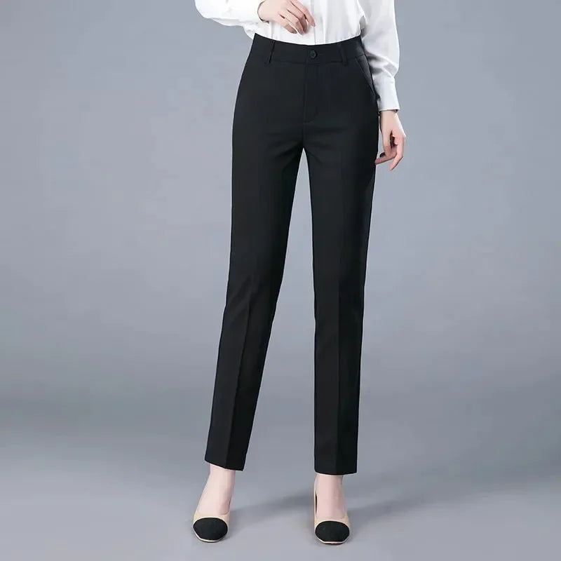 High Waist Formal Ankle Length Pants Women Casual Classic Slim Pantalones Korean Office Pencil Sweatpants Straight Suit Trousers  Amaijoin