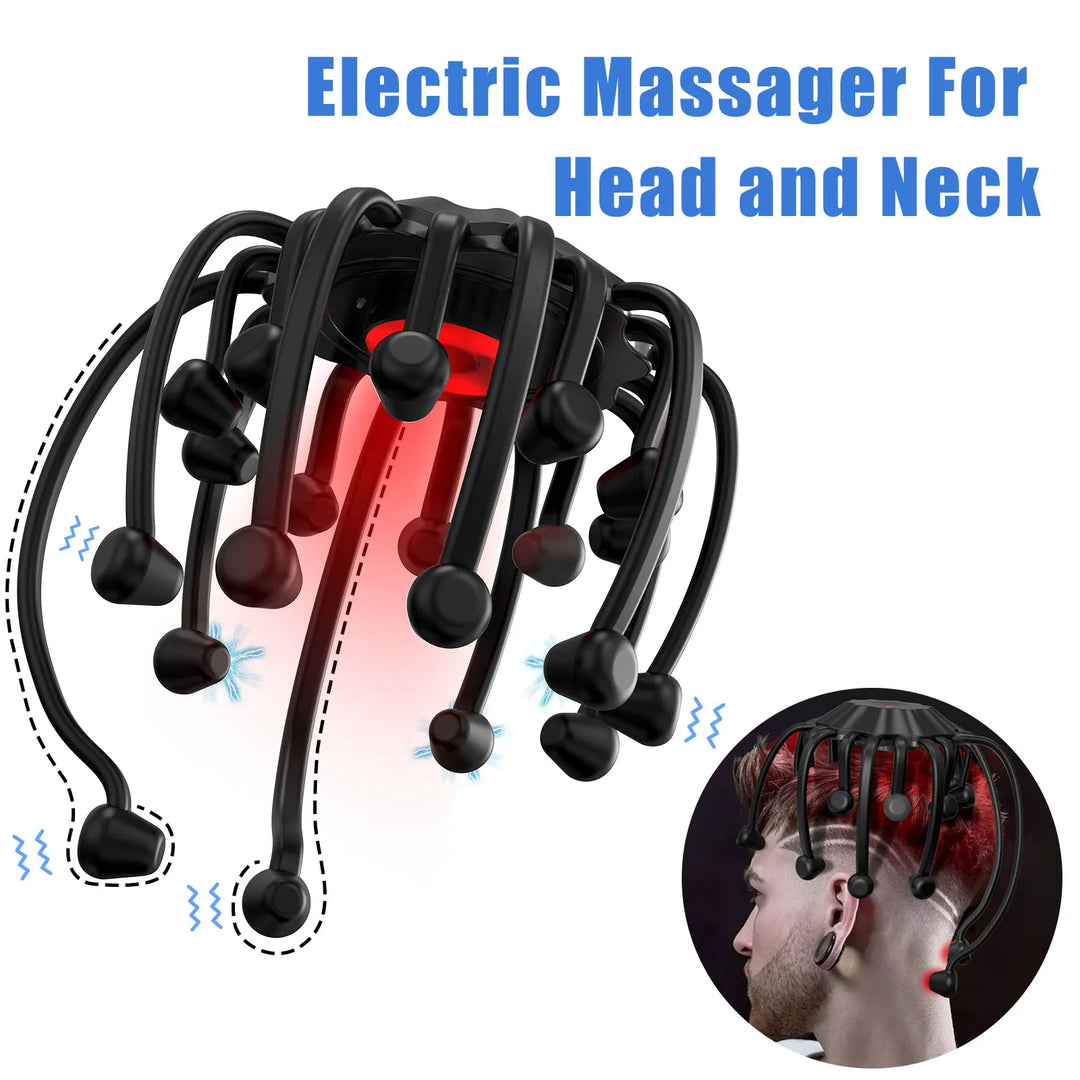 KTS Electric Head Massager Octopus Massager 20 Contracts 5 Modes Scalp Massager 2 Extra Long Contract Red Light Therapy Device  Amaijoin