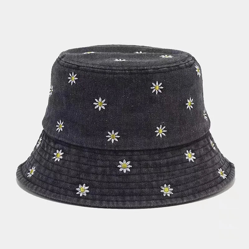 Little Daisy Embroidered Fisherman Hat for Women in Spring and Summer Fashion Versatile Sunshade and Sunscreen Show Small Face  Amaijoin