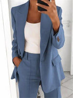 Load image into Gallery viewer, Fashionable Lapel Slim Cardigan Temperament Blazer for Women elegant suit jacket solid color spring autumn coat  Amaijoin
