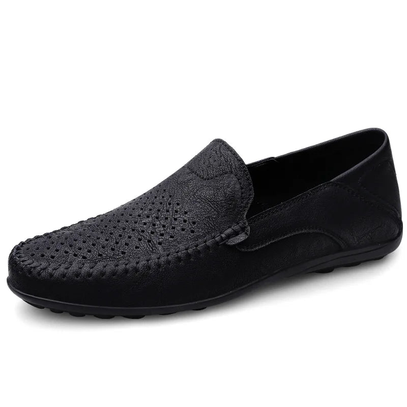 Leather Men Breathable Driving Shoes Luxury Brands Formal Men Loafers Moccasins Italian Male Lazy Shoes Black Plus Size 2023  Amaijoin