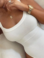 Load image into Gallery viewer, Strap Solid Bodycon Sexy Body Casual Basic White Summer Bodysuit Women Tops Sleeveless Sheer Bodysuits Jumpsuit Slim  Amaijoin
