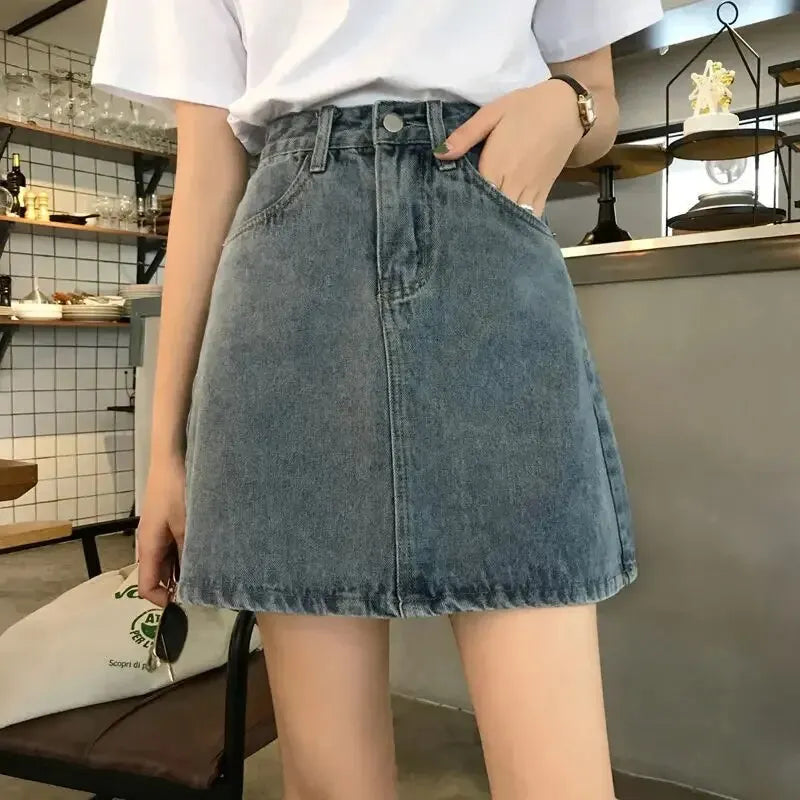 A- line Skirt High-waisted Slimming Denim Mini Dress Spring Summer 2024 New Style Women's Fashion Trend  Amaijoin