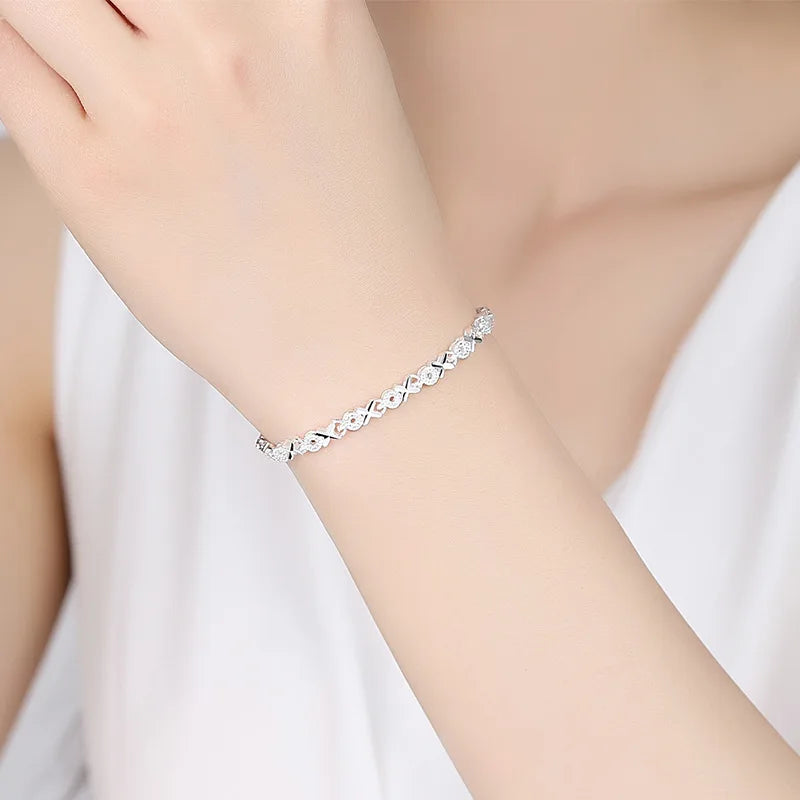 High Quality 925 Sterling Silver Fashion Multiple Styles Bracelet Chain For Women Fashion Wedding Party Beautiful Jewelry Gift  Amaijoin