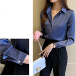 Load image into Gallery viewer, Silk Women&#39;s Shirt Long Sleeve Fashion Woman Blouses 2023 Satin Top Female Shirts and Blouse Basic Ladies Tops OL Women Clothing  Amaijoin
