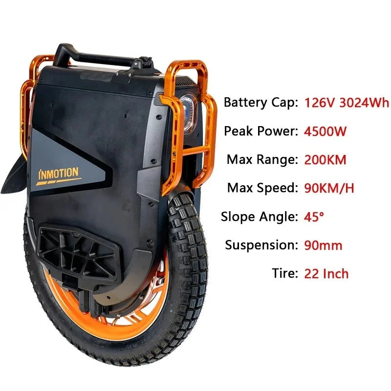 Original INMOTION V13 Electric Unicycle 4500W Motor 126V 3024Wh Battery 90KM/H Speed 150KM Range Touch Screen EUC Monowheel  Amaijoin