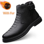 Load image into Gallery viewer, Genuine Leather Men&#39;s Motorcycle Boots 2023 Hot Sale Side Zipper Ankle Boots for Men High Quality All-match Low Top Men&#39;s Shoes  Amaijoin
