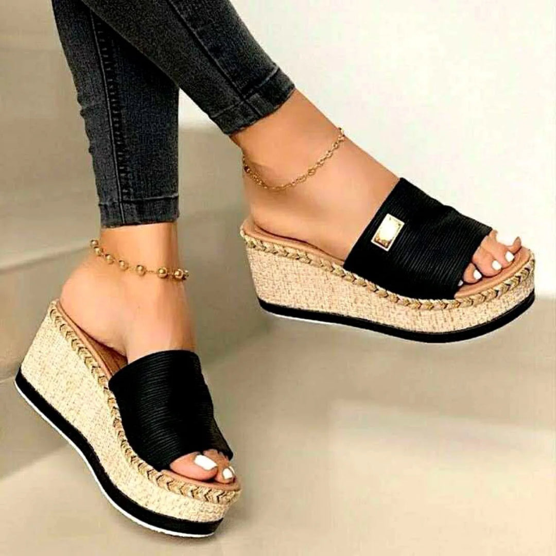 Womens High Heels Sandal Summer Leisure Wedges Sandals 2022 New Outdoor Beach Slippers Women Platform Mules Slipper Plus Size 43  Amaijoin