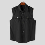 Load image into Gallery viewer, INCERUN Men Shirt Solid Color Cotton Lapel Sleeveless Button Casual Men Clothing Streetwear Summer 2024 Breathable Camisas S-5XL  Amaijoin
