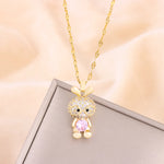 Carregue a imagem no visualizador da Galeria, New In Sparkling Sweet Sexy Zircon Crystal Rabbit Pendant Necklaces For Women Trendy Ladies Stainless Steel Neck Chain Jewelry  Amaijoin
