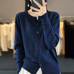 Load image into Gallery viewer, Autumn And Winter New Cashmere Cardigan Women Solid Color Sweater Loose O-Neck Knitted Cashmere Cardigan Sweater Women  Amaijoin
