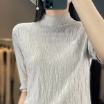 Load image into Gallery viewer, Spring and Summer2023 New Women&#39;s Half-high collar Short-Sleeved Exquisite Cashmere Sweater Pullover  Amaijoin
