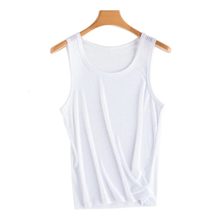 Men Vest Ice Silk Quick-drying Bodybuilding Tank Fitness Muscle Mesh Breathable Sleeveless T-Shirts Casual Sport Tops Undershirt  Amaijoin