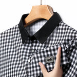 Carregue a imagem no visualizador da Galeria, New Men&#39;s Plaid Badge Short Sleeved POLO Shirt Summer Casual Top  Amaijoin
