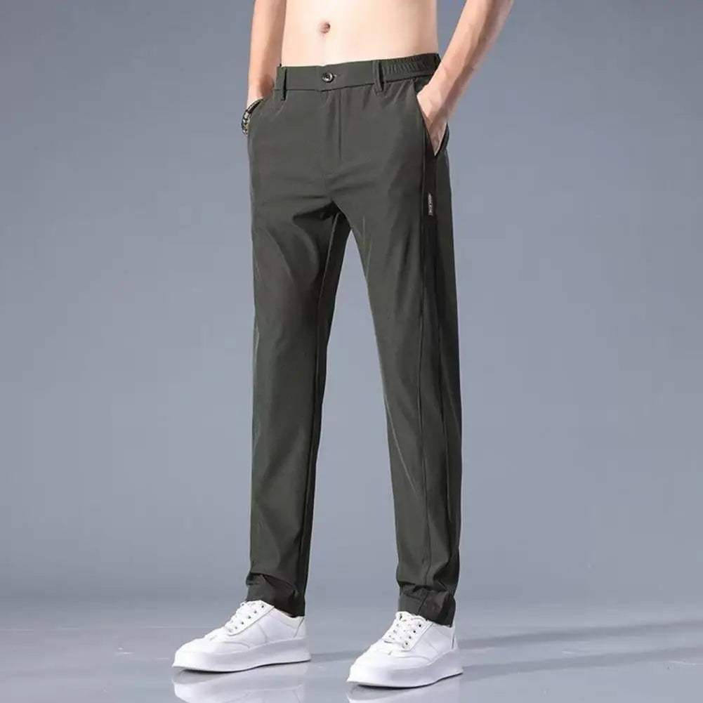 Chic Trousers Slim Fit Men Trousers Pockets Anti-wrinkle Men Summer Pants  Daily Wear  Amaijoin