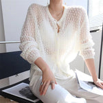 Load image into Gallery viewer, Cardigan Women New V Neck Pearl Single Breasted Loose Short Sweater Female Sweet Long Sleeve Knitting Tops For Ladies  Amaijoin
