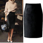 Load image into Gallery viewer, Sexy Multi Color Suede Midi Pencil Skirt Women Fashion Elastic High Waist Office Lady Bodycon Skirts Saias  Amaijoin
