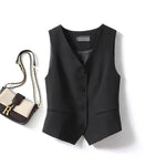 Load image into Gallery viewer, 2024 Summer V-Neck Vest Women Thin Loose Waistcoat Single Breasted Sleeveless Blazer Female Slim Short Vest Femme Slim Buttons  Amaijoin
