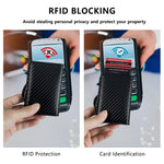 Load image into Gallery viewer, CASEKEY Credit Card Case Mini Wallet Men RFID Carbon Fiber Pu Leather Smart Vallet Small Aluminum Card Holder Portafoglio Uomo  Amaijoin
