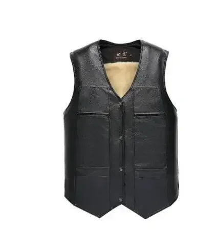 Hot Sale Mens PU Leather Vest Thick Warm Male Overcoat Plus Size safety biker Vests Outwear Fashion Waistcoat tactical vest  Amaijoin