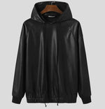 Load image into Gallery viewer, INCERUN 2023 Fashion Men Sweatshirts PU Leather Hooded Long Sleeve Hoodies Streetwear Solid Color Punk Casual Men Pullover 5XL 7  Amaijoin
