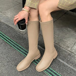 Load image into Gallery viewer, Riding Boots Women Shoes Real Leather Mid Heel Knee-High Boots Square Toe Block Heels Zip Long Boots Autumn Winter 40  Amaijoin
