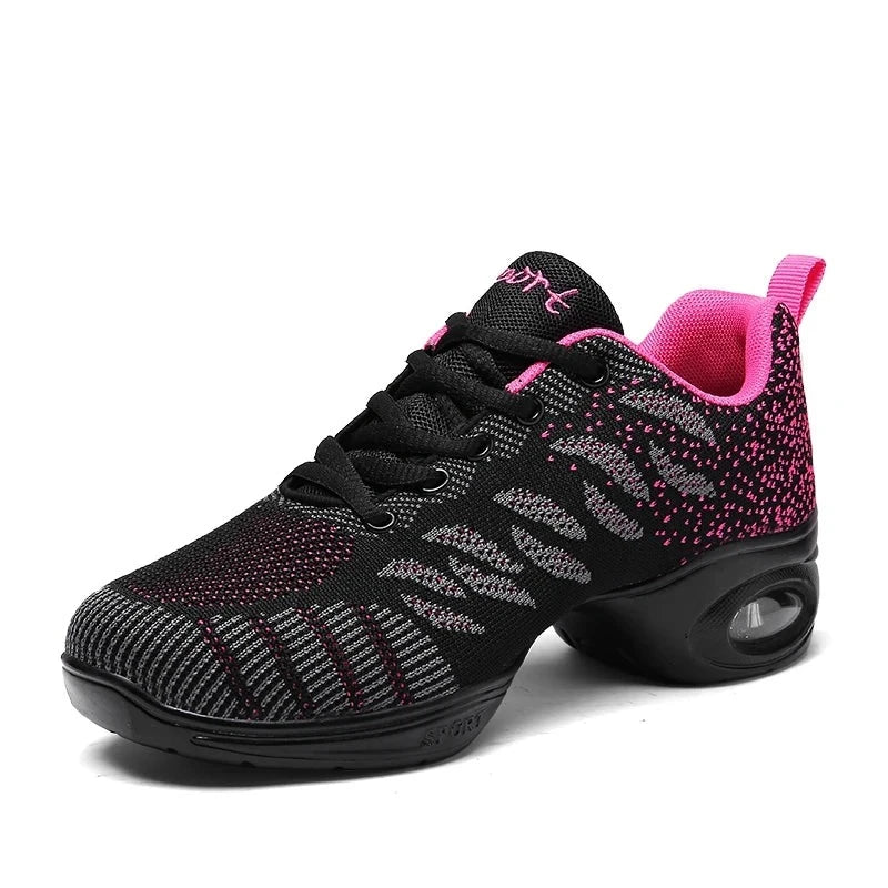 Breathable Dance Sneakers Woman Man Black Red Air Mesh Split-sole Square Dance Salsa Dancing Shoes Girls Ladies Sports Shoes  Amaijoin