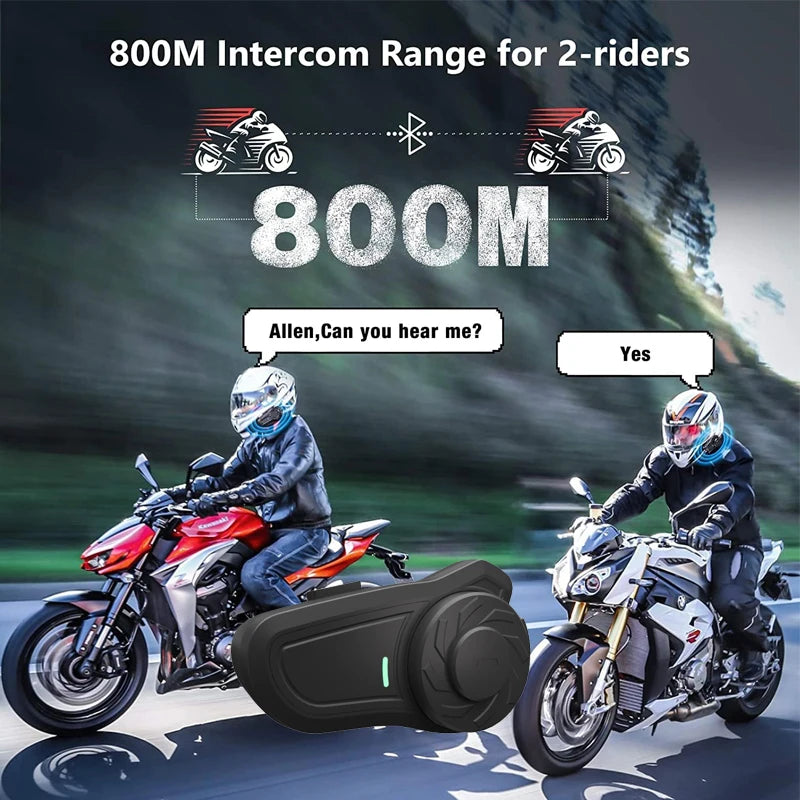 2Pcs X2 Intercom Headset Motorcycle Helmet Interphone BT5.0 For 2 Rider 800M Full Dupex Talking Hands-free Communicator FM IP65  Amaijoin