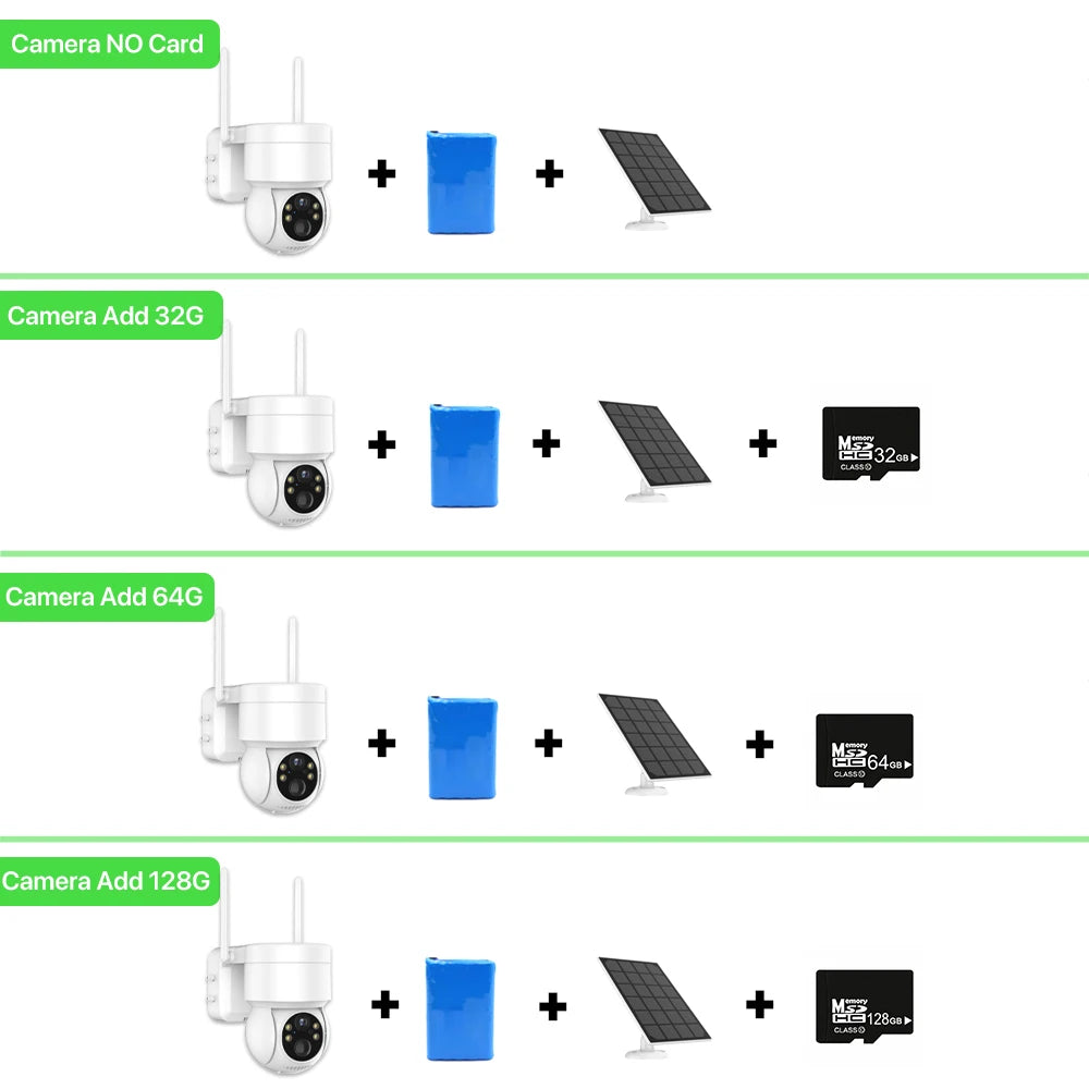 WiFi PTZ Camera Outdoor Wireless Solar IP Camera 4MP HD Built-in Battery Video Surveillance Camera Long Time Standby iCsee APP  Amaijoin