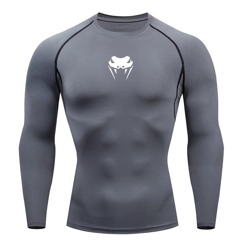 Men O-Neck Compression Shirt Gym MMA Long or Short Sleeve T-shirt Men's Fitness Bodybuilding Clothes Rashguard Sports Top Tees  Amaijoin