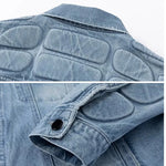 Load image into Gallery viewer, Retro Convex Turtle Shell Denim Jacket Men Hip Hop Ripped Hole Loose Harajuku Bomber Coats Cropped Street Autumn Jeans Outwear  Amaijoin
