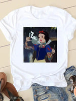 Load image into Gallery viewer, Women&#39;s T-shirt Short Sleeve Cartoon Graphic Casual Tee Clothes College 90s Style Interconnection Princess Fashion Female  Amaijoin
