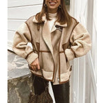 Load image into Gallery viewer, RARF 2024 Autumn Winter Women Warm Faux Fur Fleece Coat Jacket Female Loose Patchwork Thickened Locomotive Lapel Chic Outwear  Amaijoin
