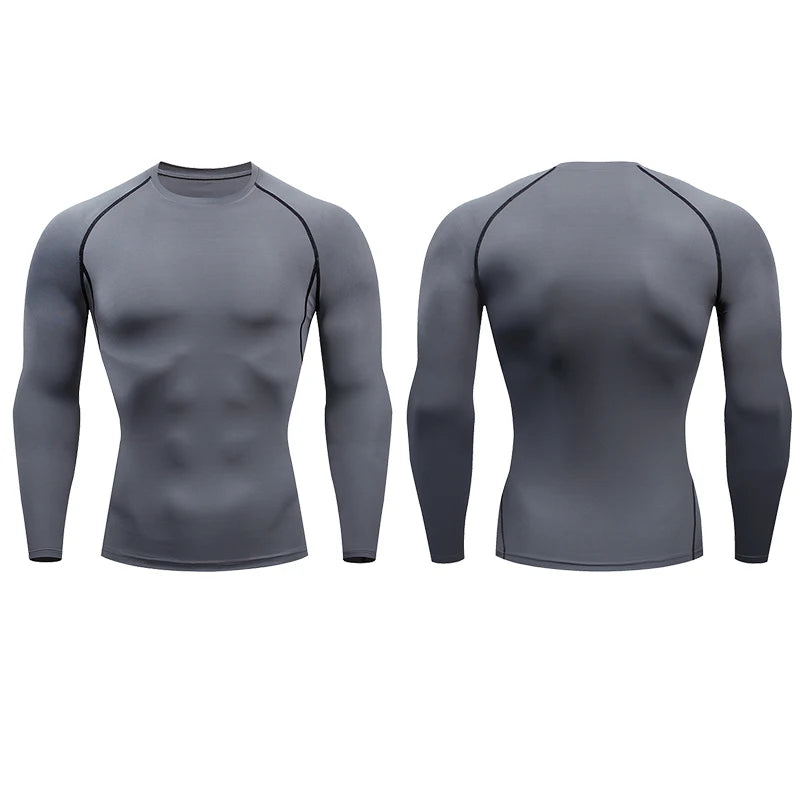 Men Compression Running T-shirt Fitness Tight Long Sleeve Sport Shirts Training Jogging Tops Gym Sportswear Dry Fit Rashgard  Amaijoin