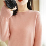 Load image into Gallery viewer, Warm Sweater for Women Wool Soft O-neck Pullover Autumn Winter Casual Knit Top Solid Color Regular Female Knitwear Woolen Woman  Amaijoin
