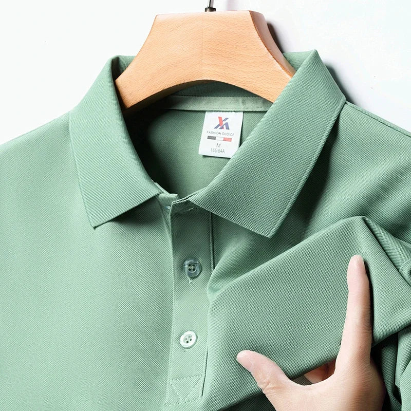 Men's Fashion Solid Short Sleeved Polo Shirt Summer Breathable Comfortable Top  Amaijoin