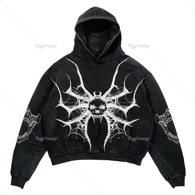 Street Punk Wind Ninja Printed Long-sleeved Hoodies Couples Hip-hop Street Y2k Loose Fashion Oversized Hoodies Harajuku Goth Top  Amaijoin