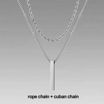 Load image into Gallery viewer, Vnox 3D Vertical Bar Necklaces for Men, Layering Stainless Steel Geometric Pendant, Layered Wheat Rope Cuban Chain, Boy Collar  Amaijoin
