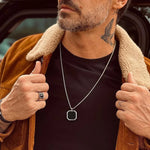 Load image into Gallery viewer, Men Pendant Necklce Geometric,Tiger&#39;s Eye Stone Necklace Lapis Lazuli Stone Pendant, Mens Necklace Royal Pendant Mens Necklace  Amaijoin
