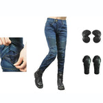 Load image into Gallery viewer, Motorcycle Pants Pantalon Moto Green Moto Jeans Woman Boyfriends Motorcycle Leisure Women&#39;s Jeans Blue Riding High Waist Jeans  Amaijoin
