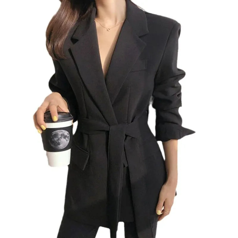 Personalized fashion spring and fall blazer Waist tie blazer spring and autumn blazer  Amaijoin