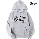 Load image into Gallery viewer, Fashion Men Women Long Sleeve Pullover Hooded Sweatshirts Unisex King and Queen Print Hoodie Casual Streetwear Couple Sweatshirt  Amaijoin
