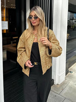 Load image into Gallery viewer, HH TRAF Autumn Sequins Golden Loose Jacket for Women Sparkle Long Sleeve Casual Bomber Jacket with Pockets Female Fashion Coats  Amaijoin
