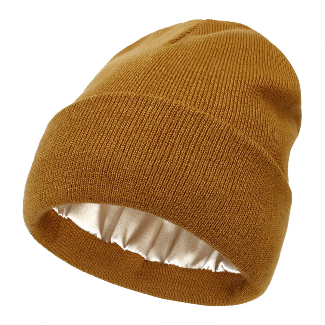 Winter Hat For Women Silk Satin Lined Beanies Chunky Caps Men Warm Fashion Women Bonnet Skullies Caps Male Female Balaclava Hats  Amaijoin