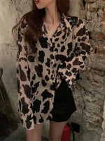 Load image into Gallery viewer, Leopard Print Shirts Blouses Women Spring Summer Thin Sun-proof Shirt Long Sleeve Sexy Casual Loose Chiffon Tops Y2k Clothes 3XL  Amaijoin
